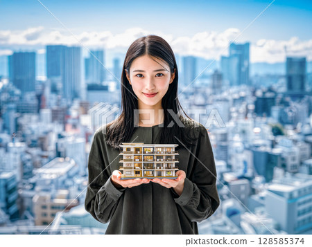 女人抱著房子模型 [AI] 128585374