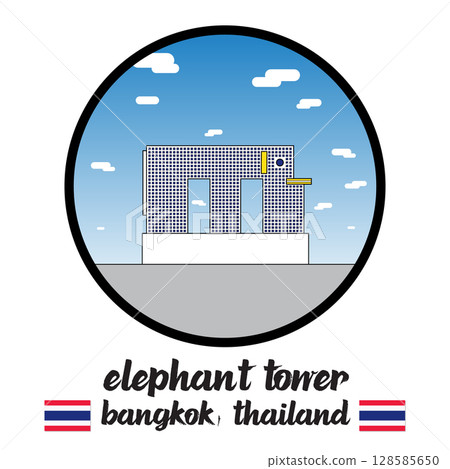 Circle Icon Elephant Tower. Vector Illustration Circle Icon Elephant Tower. Vector Illustration 128585650