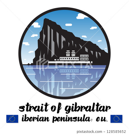Circle Icon Strait of Gibraltar. Vector Illustration Circle Icon Strait of Gibraltar. Vector Illustration 128585652