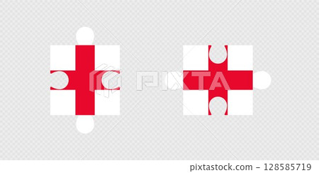 Puzzle Pieces with England Flag. 128585719