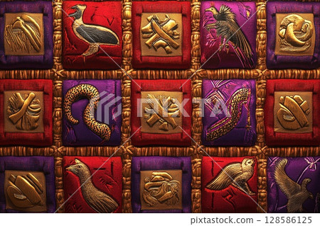 Exploring Vibrant Inca Textile Patterns With Intricate Ornamentation. Generative AI 128586125