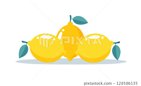 Cartoon-style lemons with subtle shadows and bold highlights, perfect for fresh organic branding or modern food illustrations. Cartoon-style lemons with subtle shadows and bold highlights, perfect for fresh organic branding or modern food illustrations. 128586135