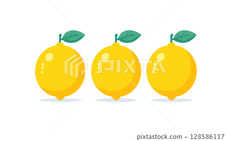 Cartoon-style lemons with subtle shadows and bold highlights, perfect for fresh organic branding or modern food illustrations. Cartoon-style lemons with subtle shadows and bold highlights, perfect for fresh organic branding or modern food illustrations. 128586137