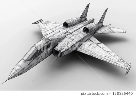 Futuristic Semi-Detailed Aircraft Design Hovering in a Minimalist Environment. Generative AI 128586440