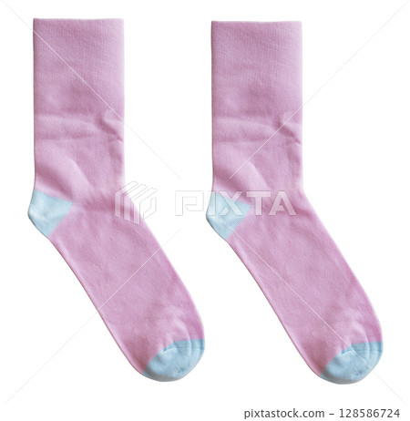 Purple cotton sport socks isolated on white background Purple cotton sport socks isolated on white background 128586724