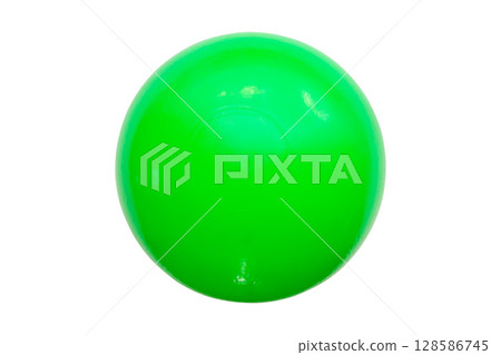 Green plastic ball isolated on white background Green plastic ball isolated on white background 128586745