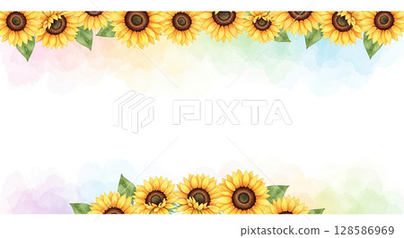 [用於顯示器螢幕桌布] 清爽的夏日花框 128586969