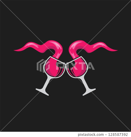 abstract w letter toasting wine logo vector illustration design 128587392