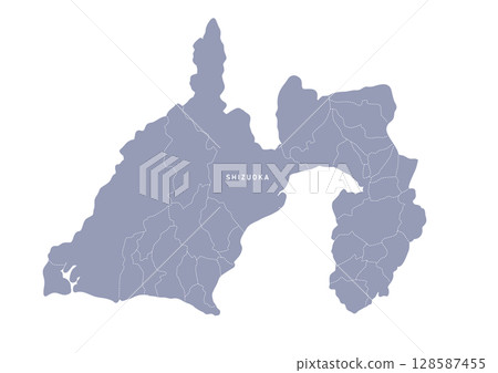 靜岡縣地圖,行政區劃以灰色顯示 靜岡縣地圖,行政區劃以灰色顯示 128587455