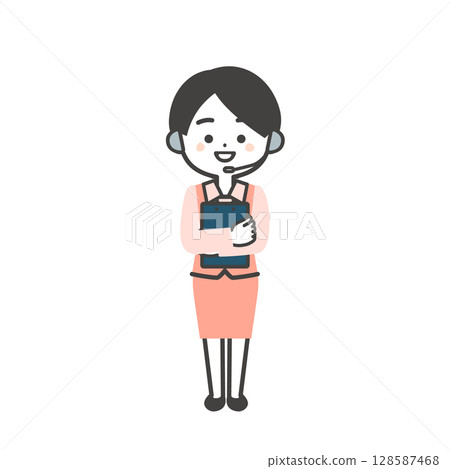 身穿制服、手持文件的立體女性操作員插圖 128587468