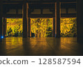 Illuminated autumn leaves seen from the Shinden 128587594