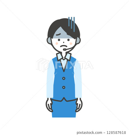 Illustration of a female operator in uniform with a gloomy expression 128587618