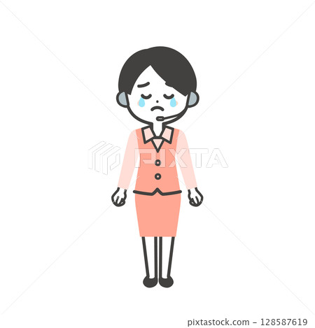 身穿制服的立體女操作員流淚的插圖 128587619