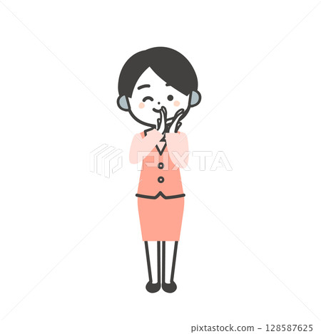 身著制服的立體女性操作員一邊鼓掌一邊眨眼的插圖 身著制服的立體女性操作員一邊鼓掌一邊眨眼的插圖 128587625