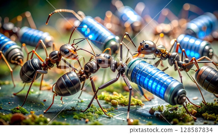 Ants Transporting Electronic Components 128587834