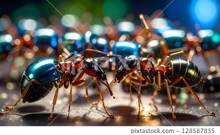 Hyperrealistic Macro of Metallic Ants in Group 128587835
