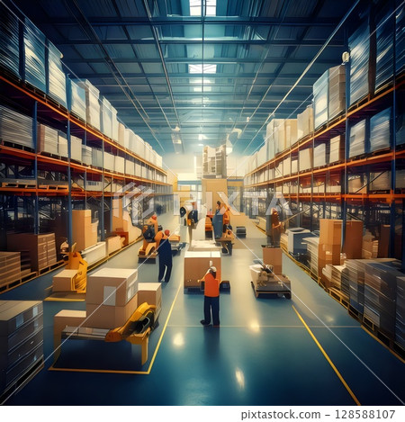 warehouse with laptop 128588107