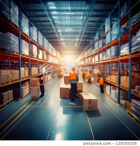 boxes in warehouse 128588108
