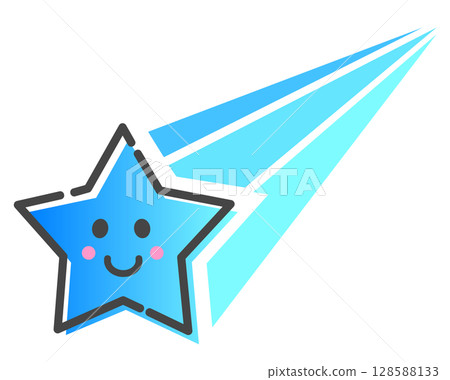 An illustration of a smiling shooting star shining brightly in the galaxy of the night sky 128588133
