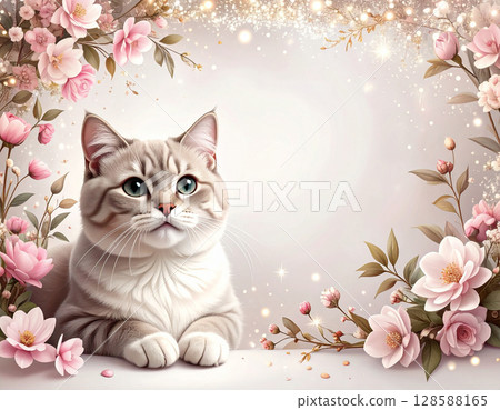Sparkling decorations, flowers and cats Sparkling decorations, flowers and cats 128588165