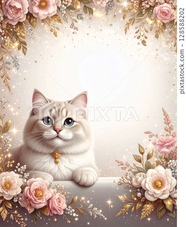 Sparkling decorations, flowers and cats 128588202