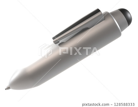 3D illustration of a silver metallic ballpoint pen - Stock Illustration ...