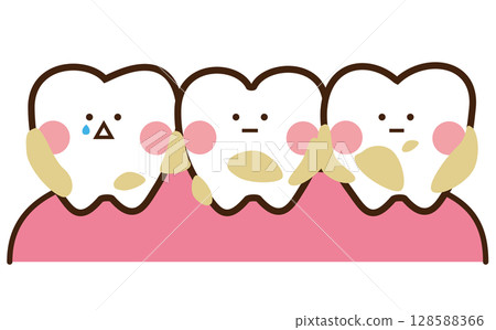 Plaque stained teeth 128588366