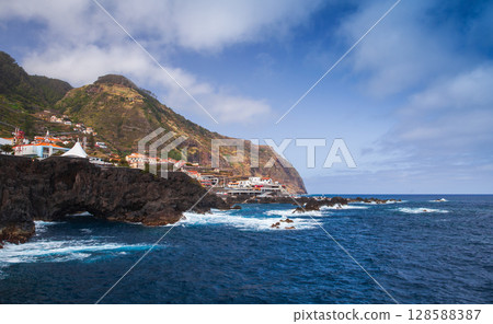 Coastal landscape photo taken at Porto Moniz, Madeira island, Portugal Coastal landscape photo taken at Porto Moniz, Madeira island, Portugal 128588387
