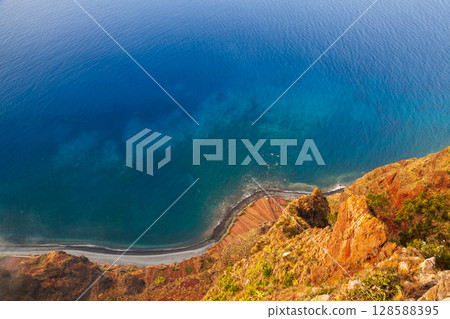 Madeira Island, Portugal. Breathtaking view from a coastal cliff 128588395