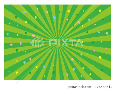 Confetti and green concentrated lines background material Confetti and green concentrated lines background material 128588619