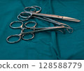 Surgical Instruments on Operating Table 128588779