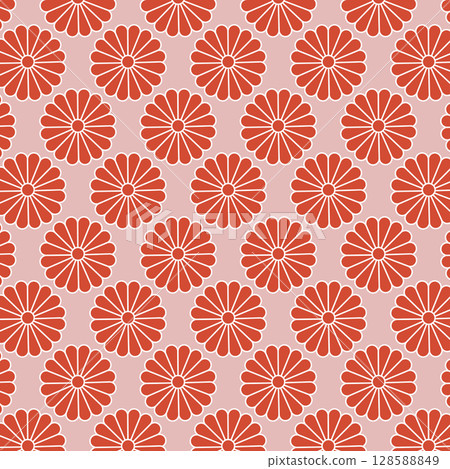 無縫日本圖案：紅菊花 128588849