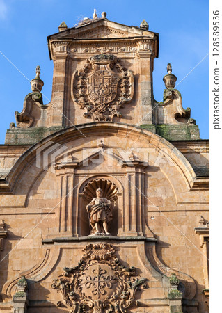 Historical architecture detail at Salamanca Cathedral in Spain 128589536