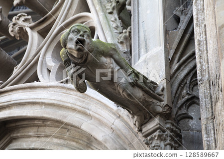 Gargoyle at Carcassonne Castle highlights medieval art Gargoyle at Carcassonne Castle highlights medieval art 128589667