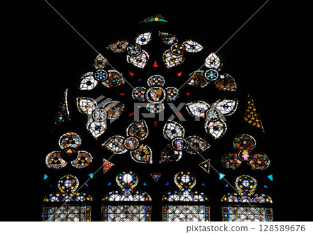 Stained glass brightens Carcassonne cathedral's interior Stained glass brightens Carcassonne cathedral's interior 128589676