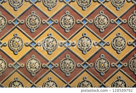 Intricate wall design showcasing colorful patterns at Sainte-Secile Cathedral in Albi, France Intricate wall design showcasing colorful patterns at Sainte-Secile Cathedral in Albi, France 128589792
