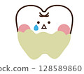 帶有牙垢污漬的可愛牙齒吉祥物角色 128589860