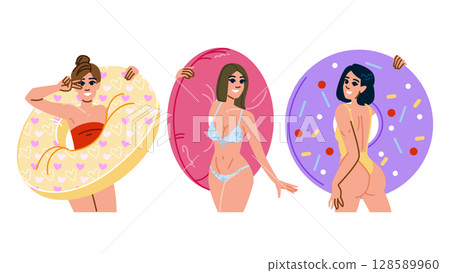 float woman inflatable ring vector 128589960