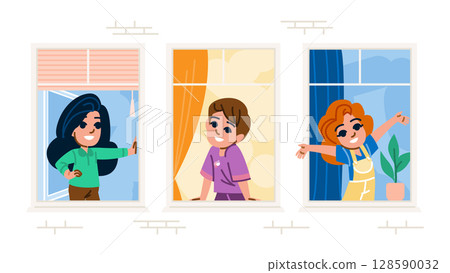 sharing kid neighbors vector 128590032