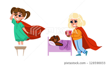 brave kid girl hero vector 128590033