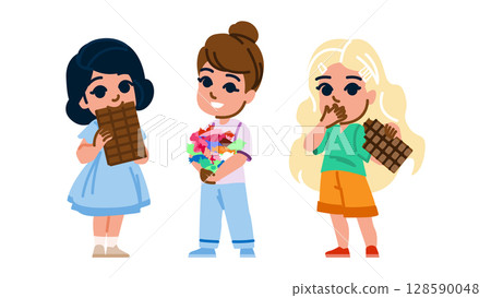 treat kid girl chocolate vector 128590048
