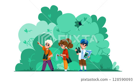 bird watching hobby kid vector 128590093