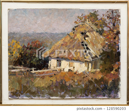 landscape, picture of nature, oil painting, handmade drawing 128590203