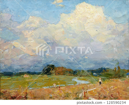 landscape, picture of nature, oil painting, handmade drawing landscape, picture of nature, oil painting, handmade drawing 128590234