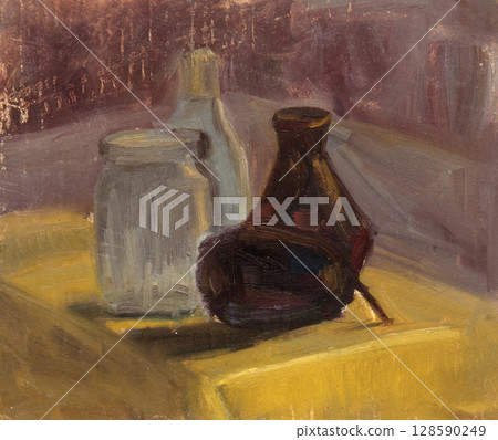 still life, oil painting, handmade drawing still life, oil painting, handmade drawing 128590249