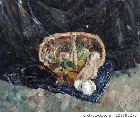 still life, oil painting, handmade drawing 128590253