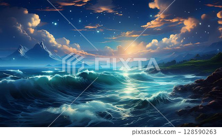 The blue sea on a sunny day 5 128590263