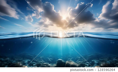 The blue sea on a sunny day 4 128590264