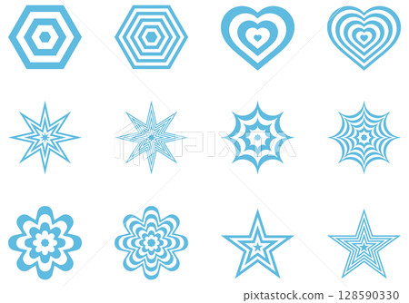 Blue color geometric icon set Blue color geometric icon set 128590330