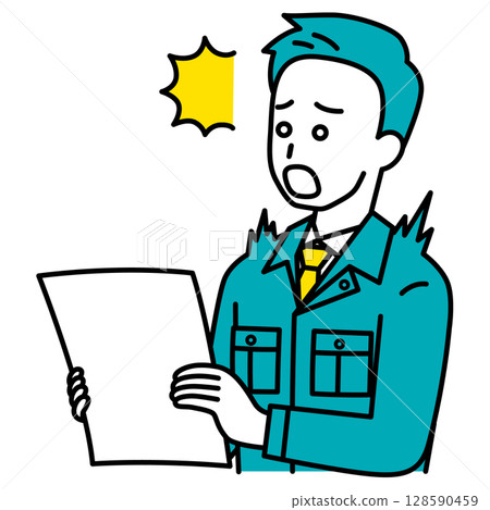 一名男員工對文件感到驚訝 一名男員工對文件感到驚訝 128590459